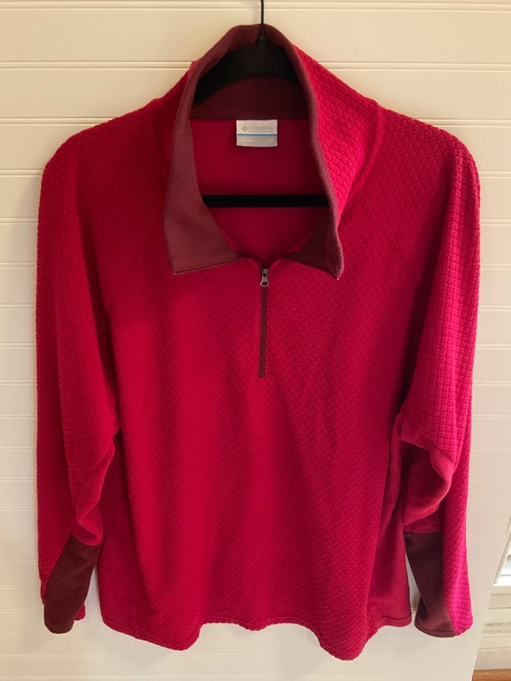 Columbia Women’s 2X Fuchsia Pink Textured Fleece Quarter Zip Pullover
